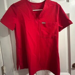 Figs Scarlet V-Neck Scrub Top